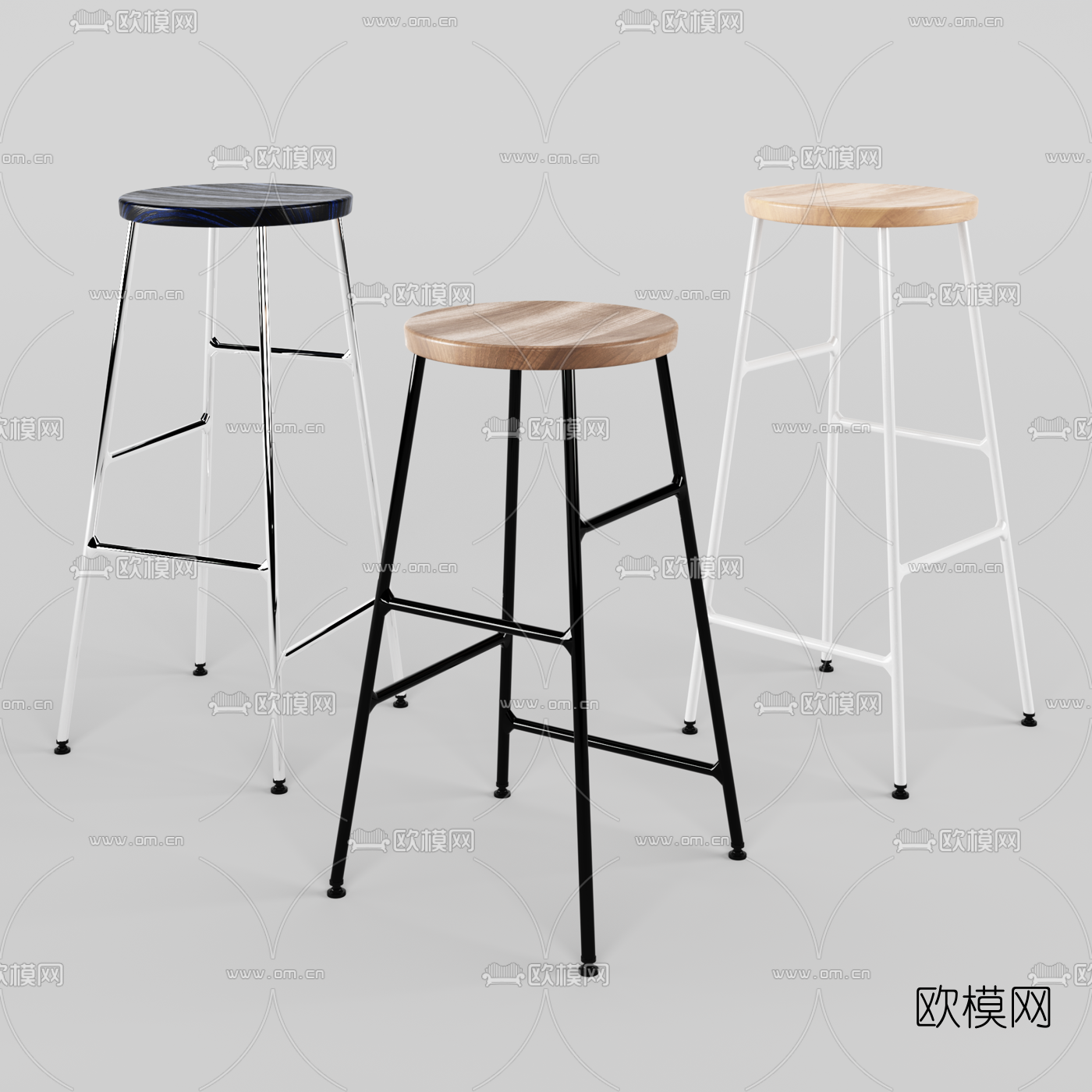 现代铁艺吧凳3d模