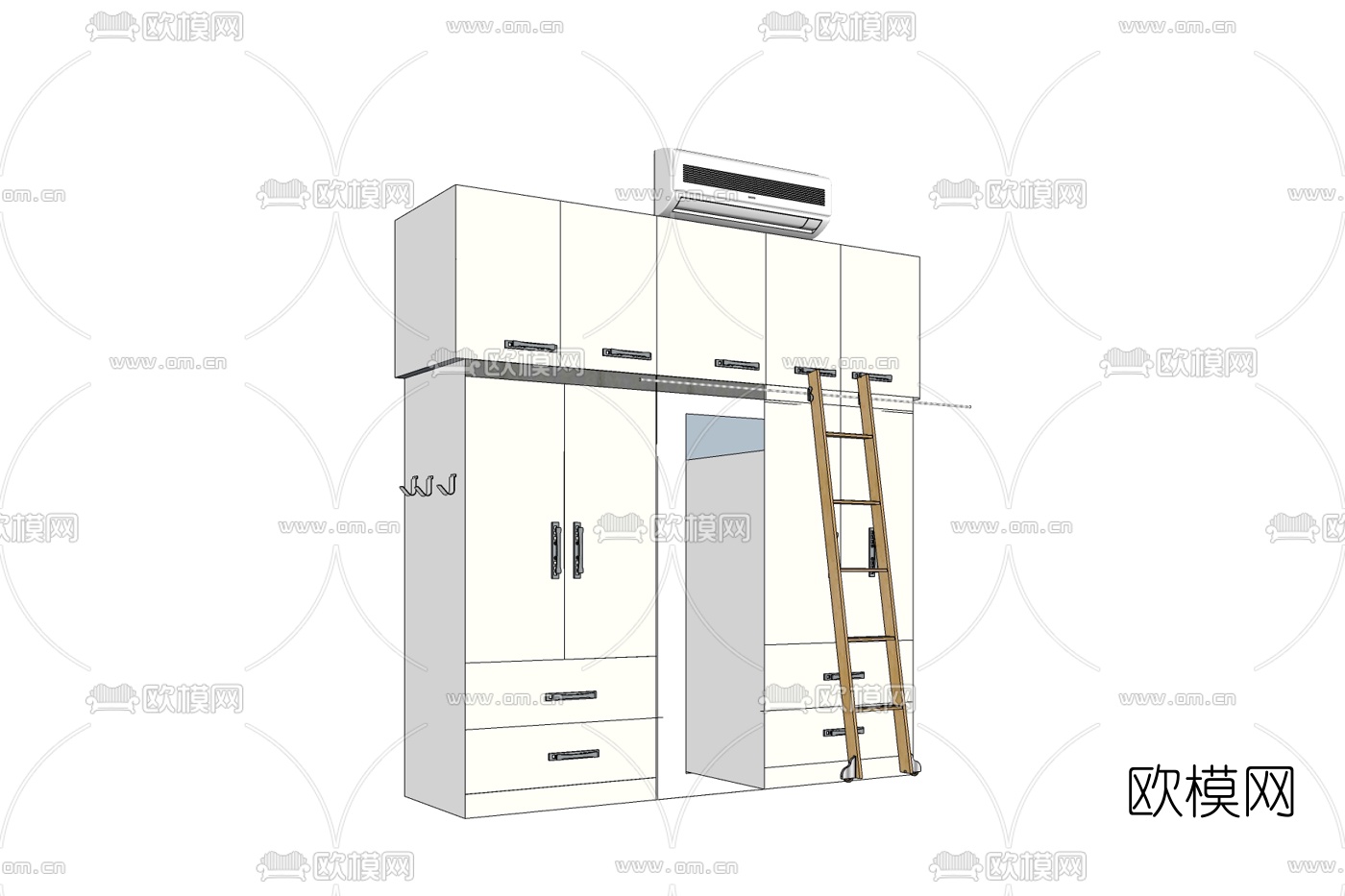 现代衣柜免费su模型下载