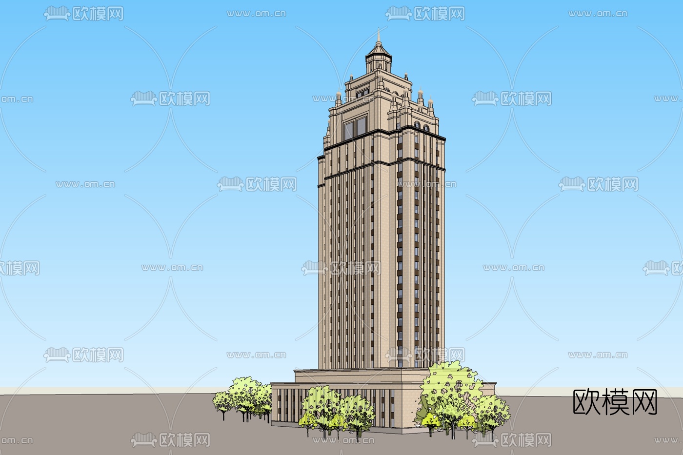 欧式高层小区免费su模型下载