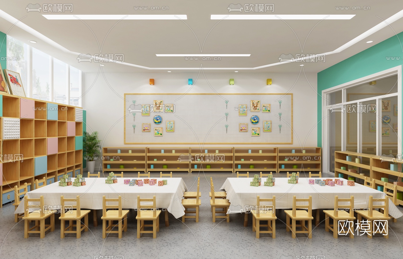 现代幼儿园教室3d模型下载（渲染图2）