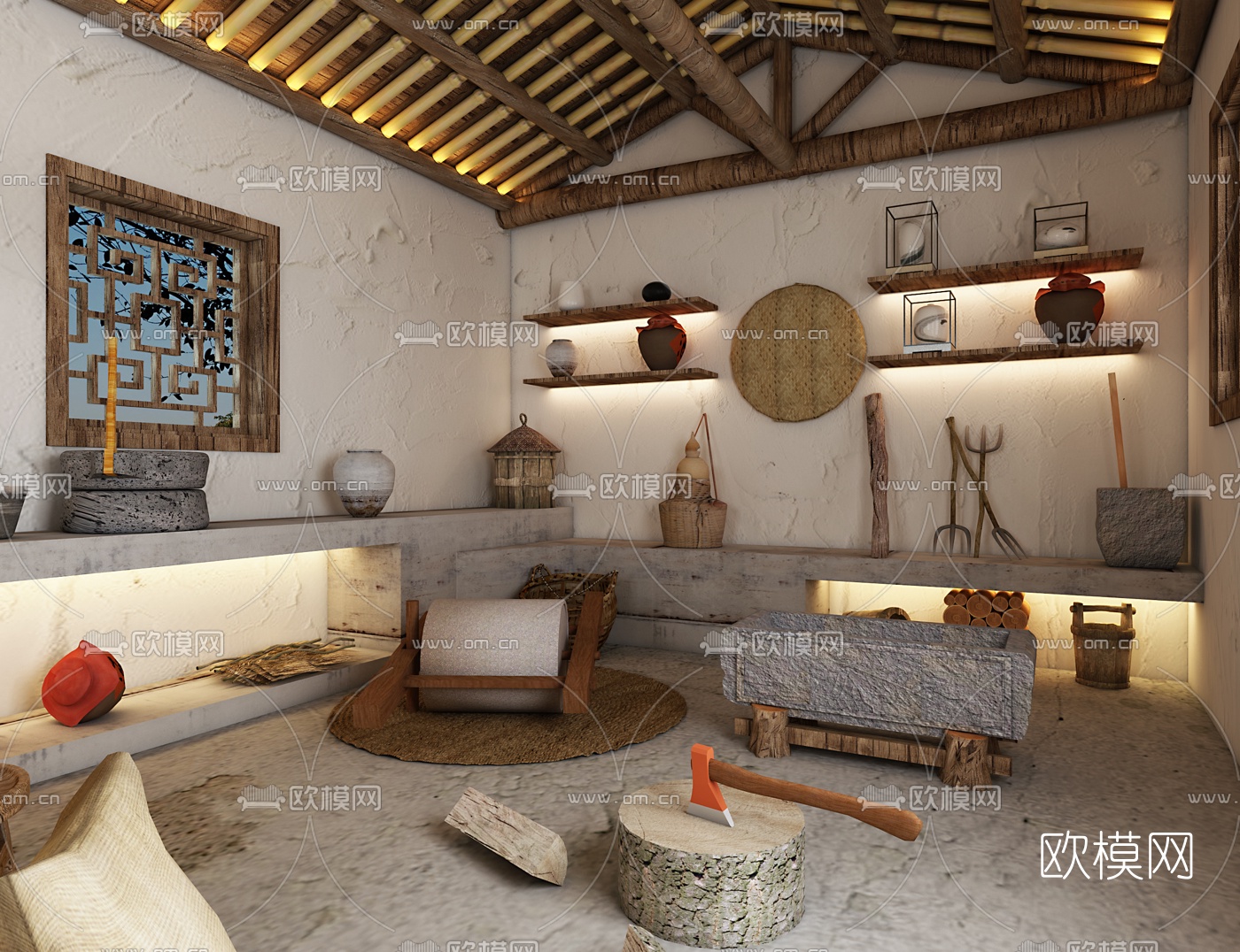 自然风民宿厨房3d模型