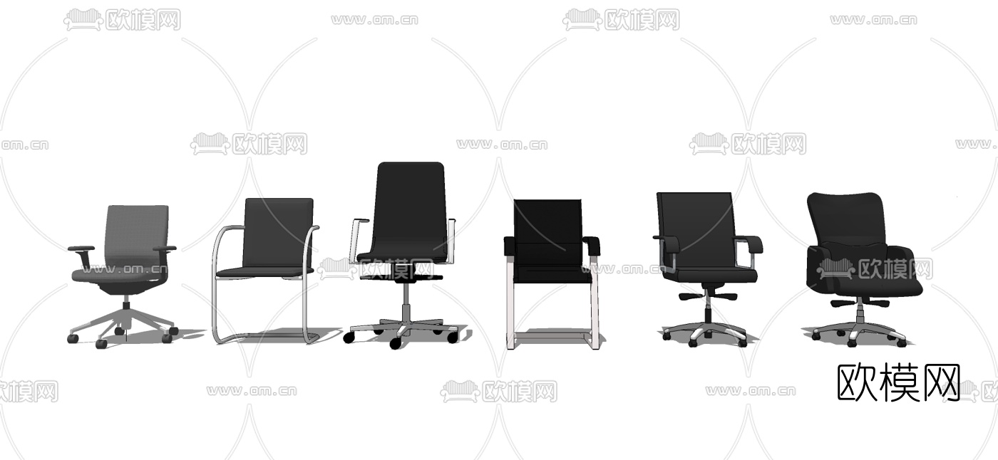 现代办公转椅职员椅su模型下载（渲染图1）