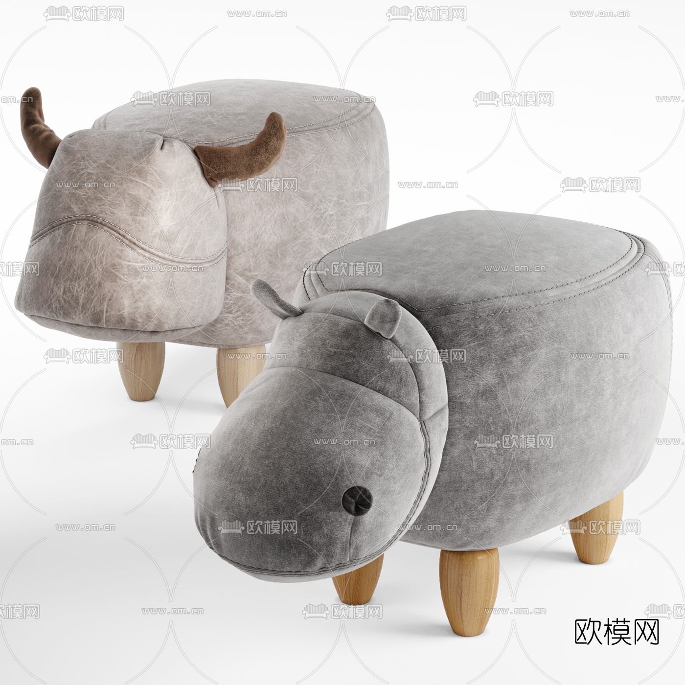 北欧皮革儿童动物座椅3d模型