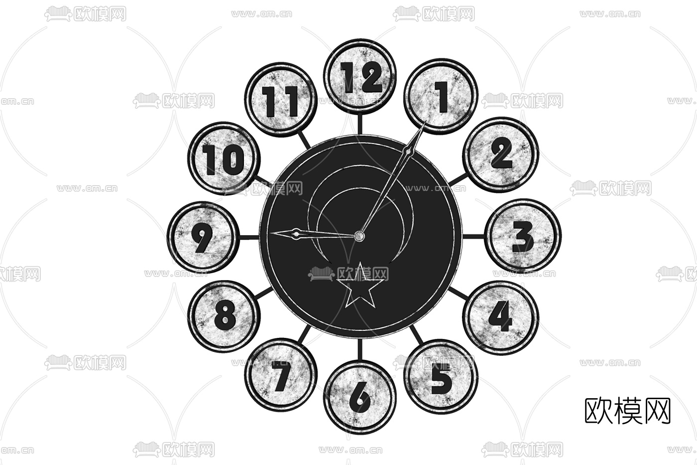 工业风复古时钟免费su模型下载