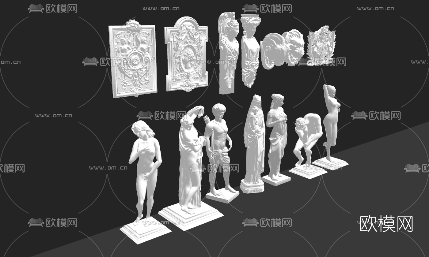 欧式人物雕塑su模型下载（渲染图2）