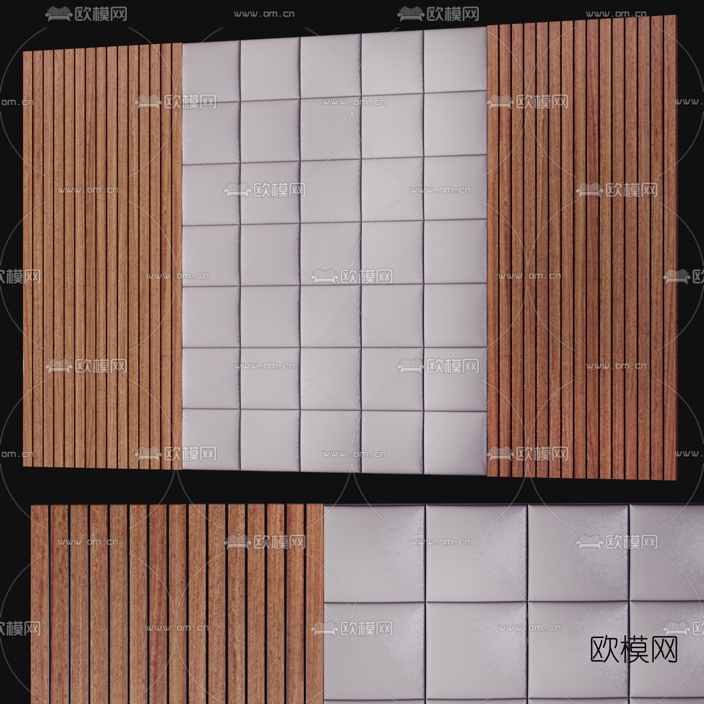 现代硬包床头背景墙免费3d模型