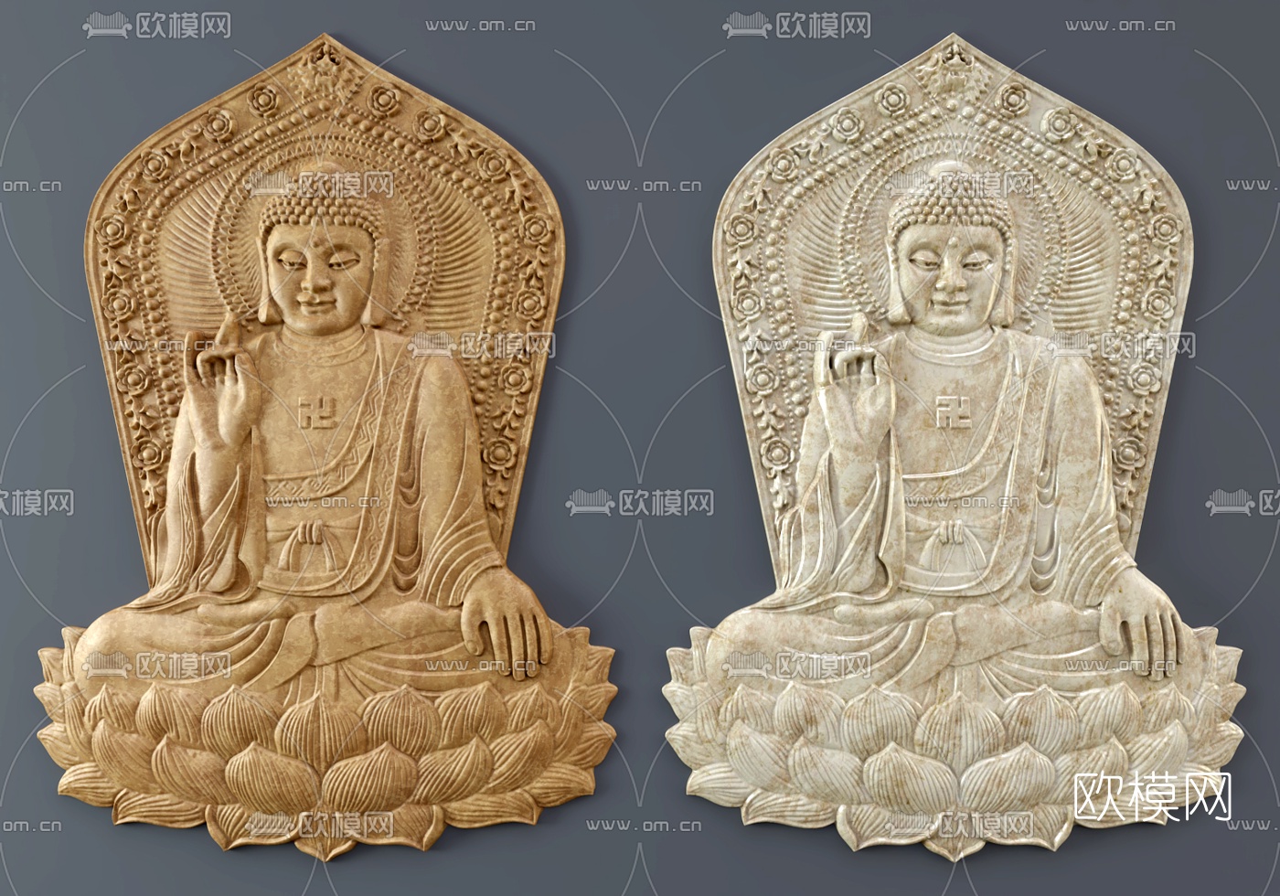 中式佛像浮雕3d模型