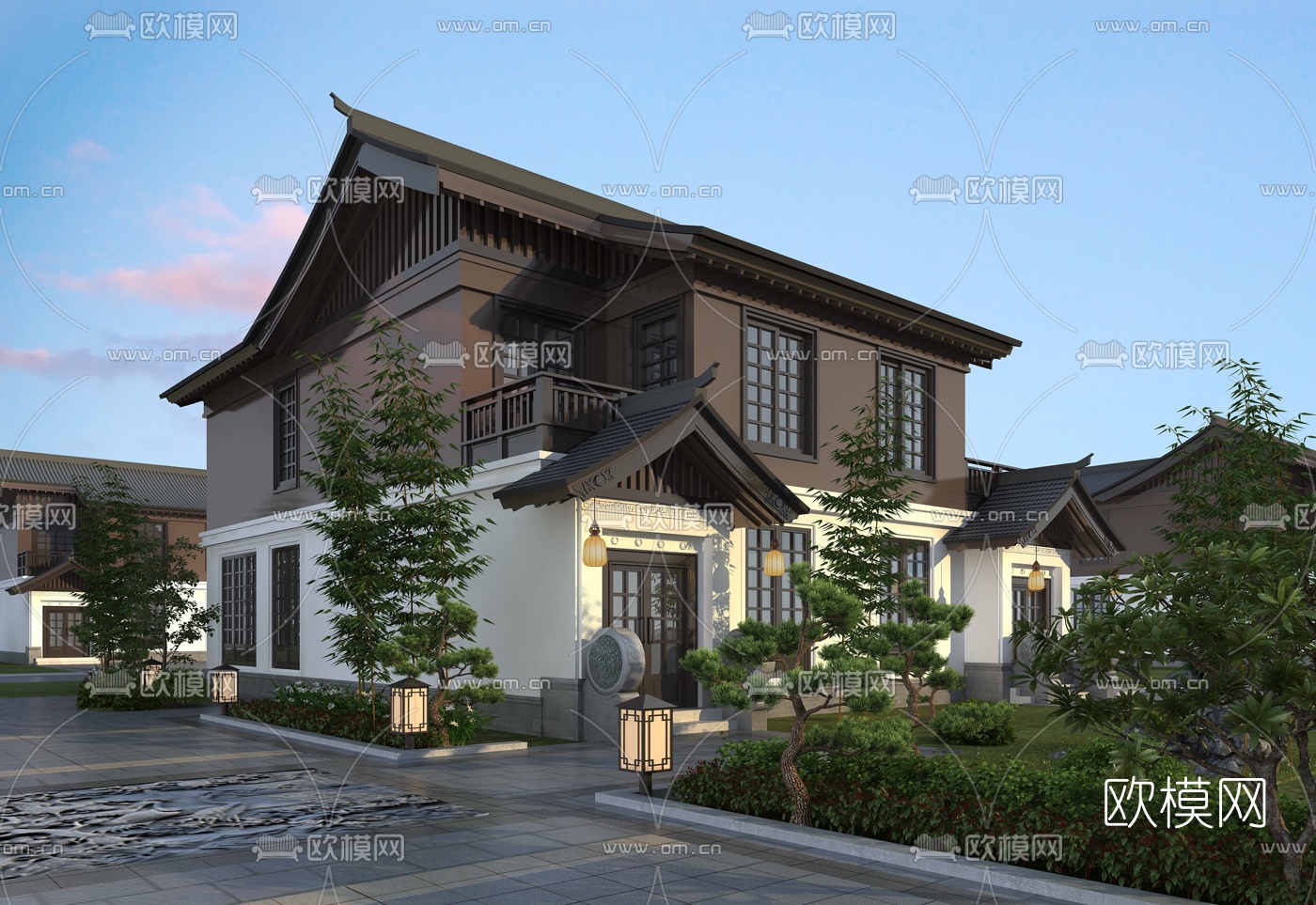 日式别墅外观3d模型