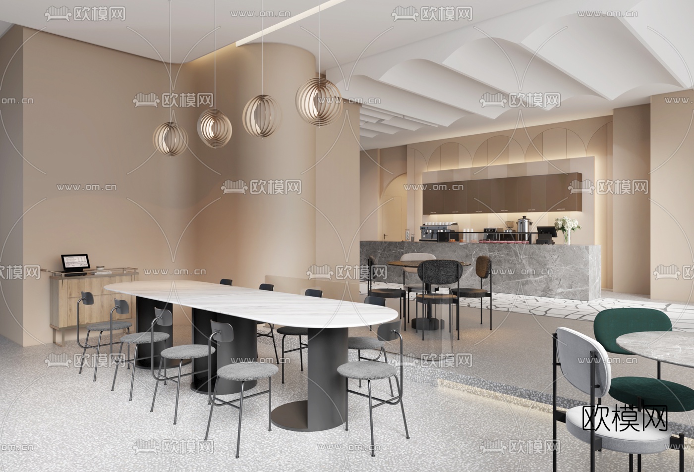 北欧咖啡厅3d模型下载（渲染图1）