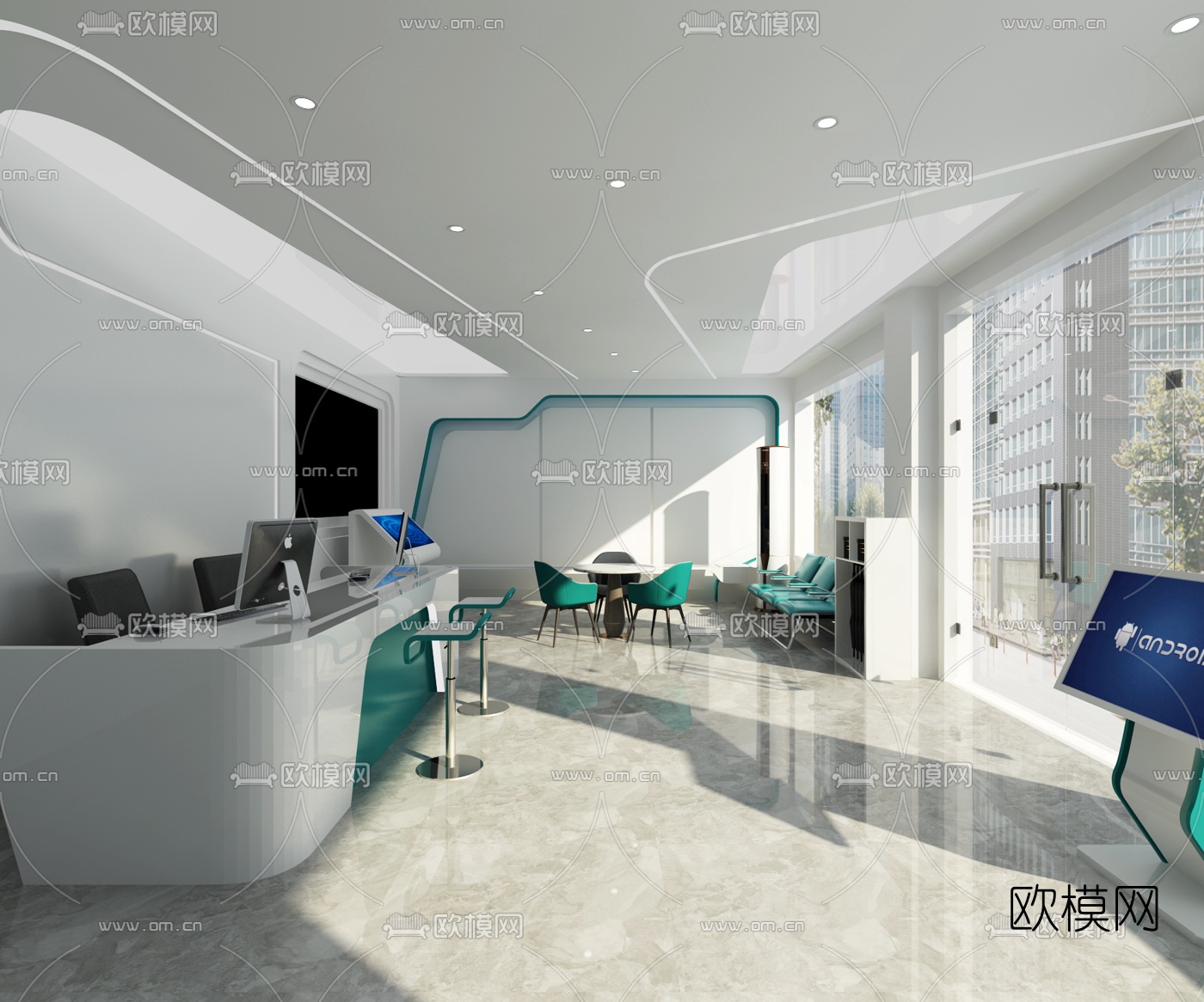 现代国家电网接待区3d模型下载（渲染图1）