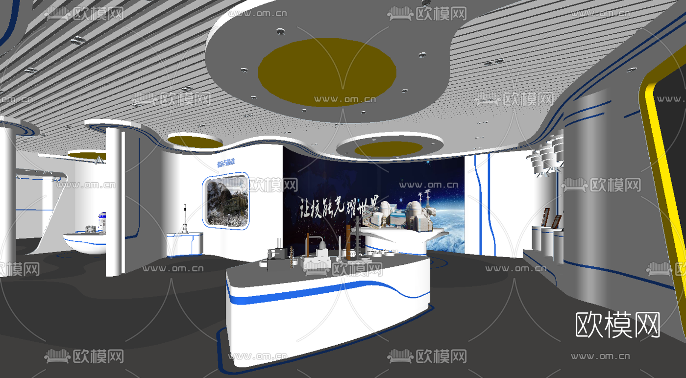 现代科技展厅su模型下载（渲染图1）