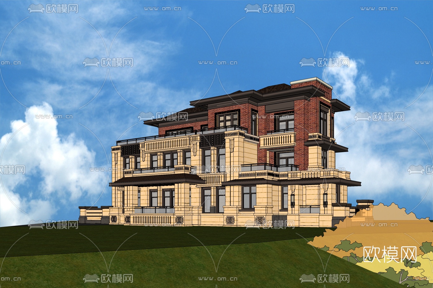 新古典独栋别墅免费su模型下载