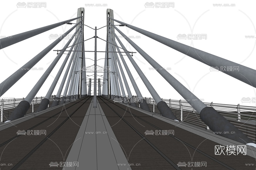现代拉索桥免费su模型下载