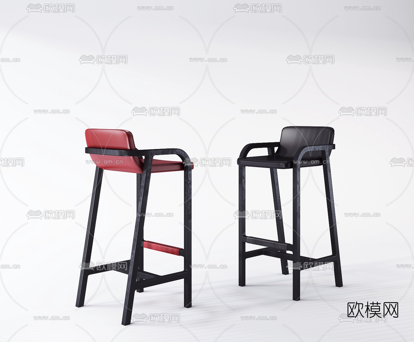 新中式铁艺吧台椅3d模型下载