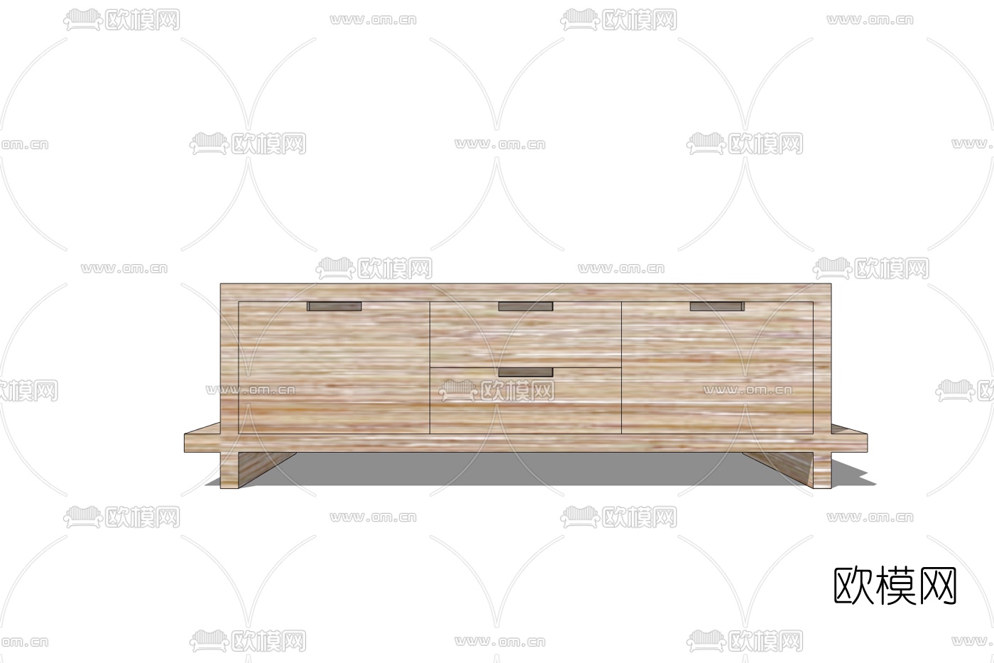 现代实木电视柜免费su模型下载