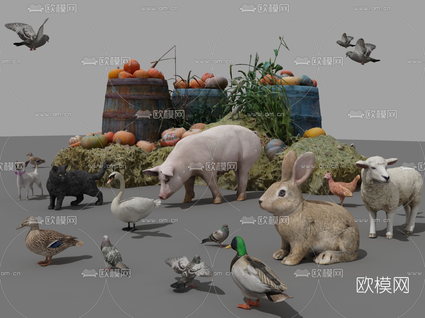 现代家畜动物3d模型下载