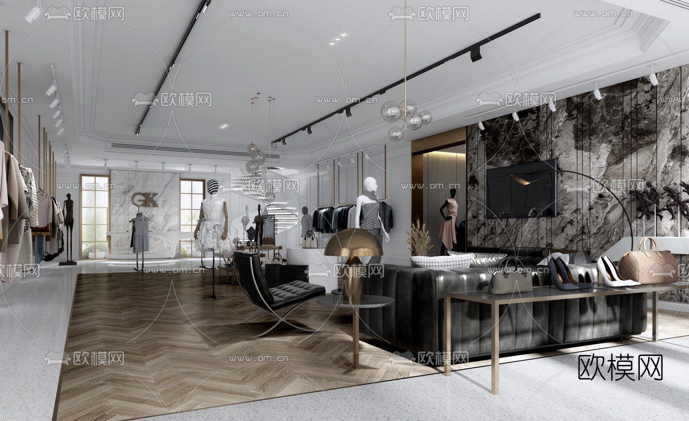 现代女士服饰店3d模型