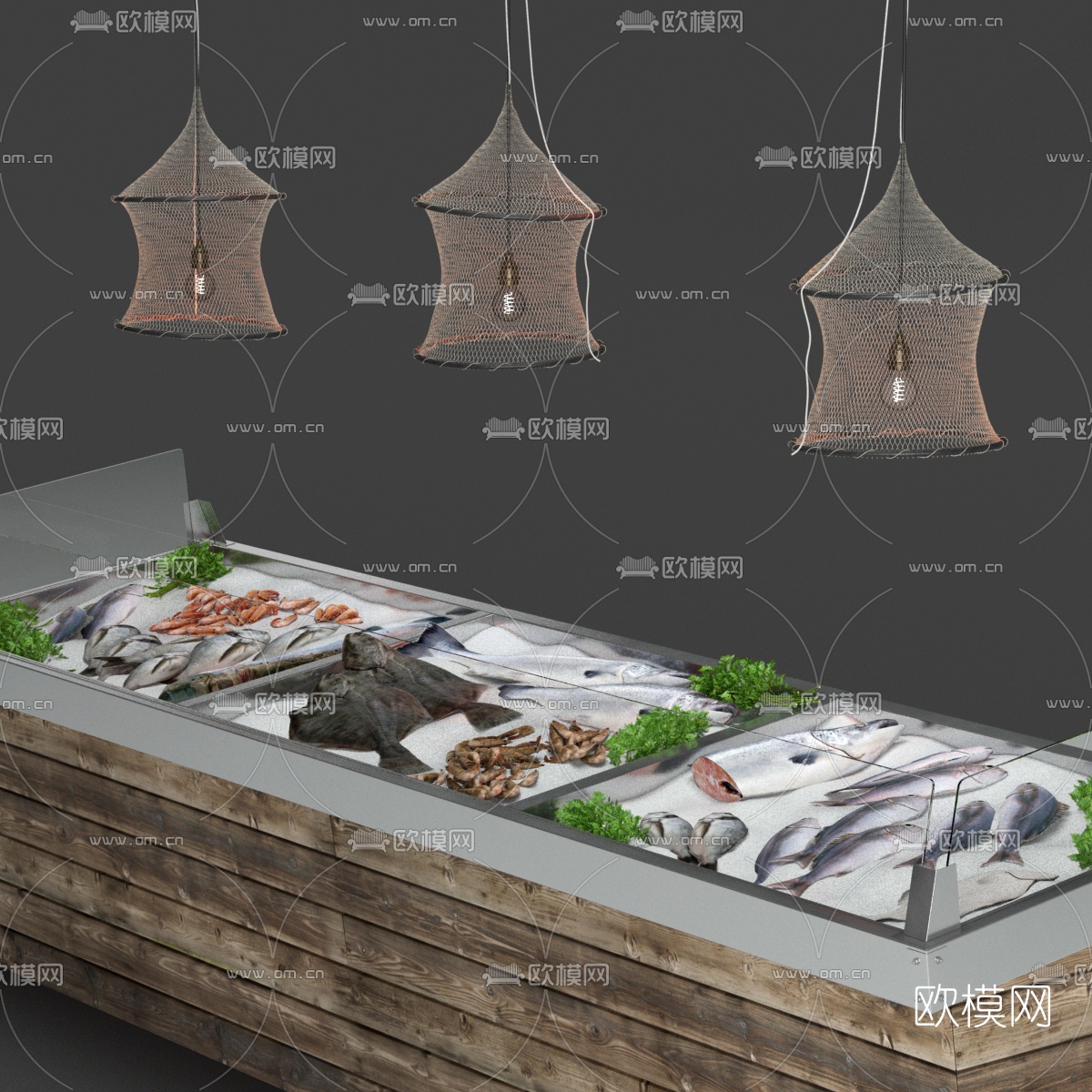 现代海鲜展柜3d模型