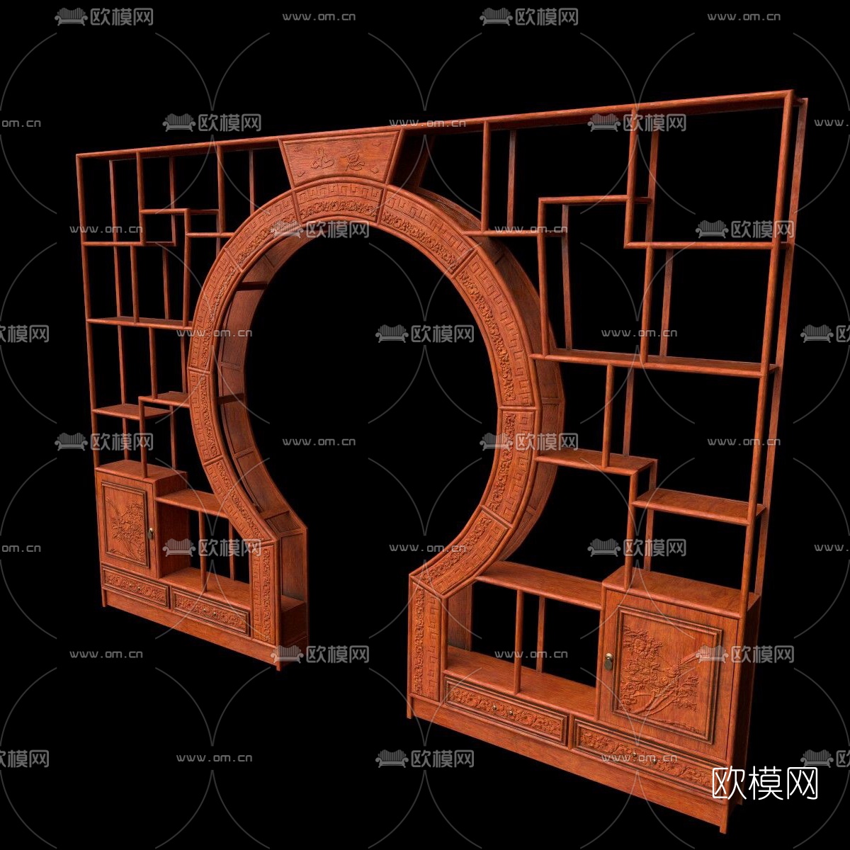 中式博古架门洞免费3d模型