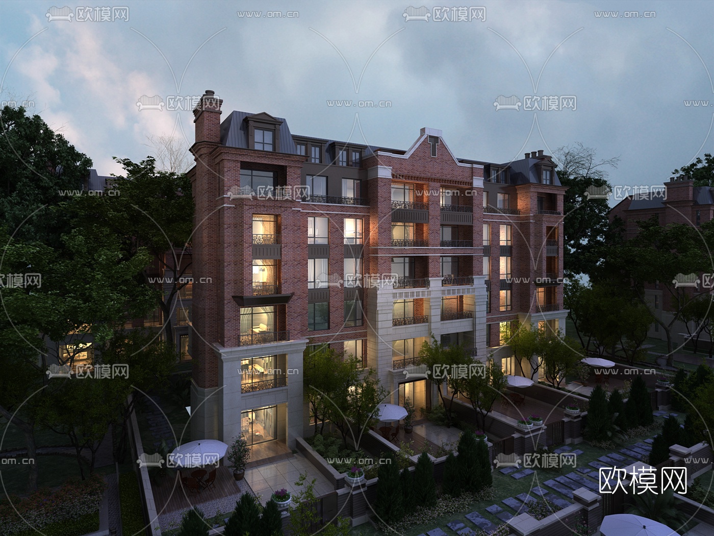 简欧洋房住宅建筑外观3d模型