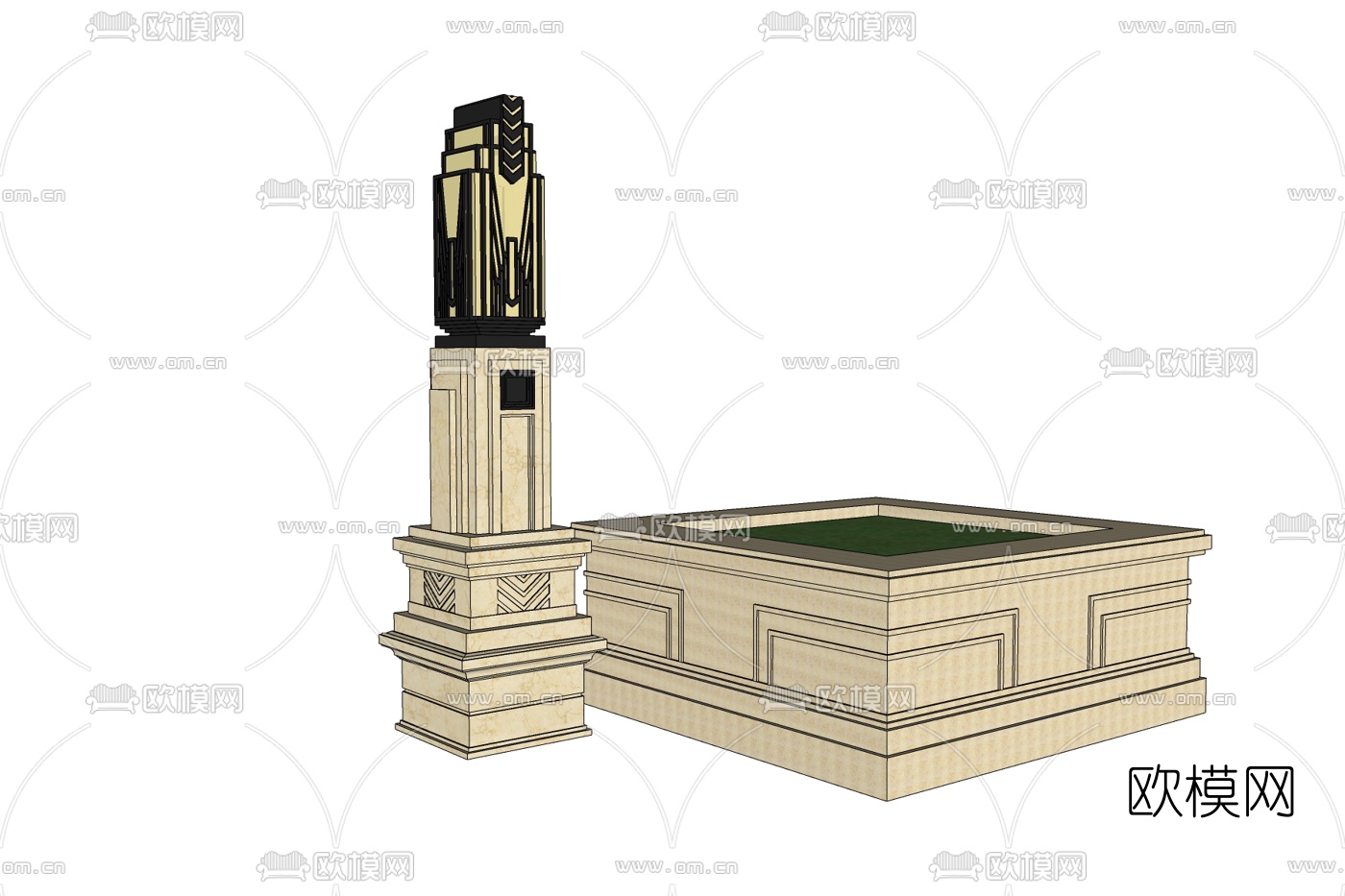 简欧户外装饰免费su模型下载