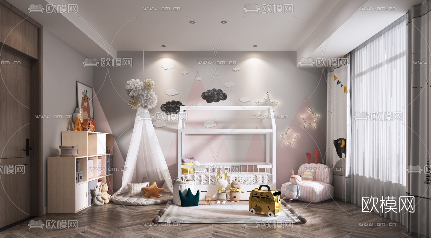 北欧儿童房3d模型