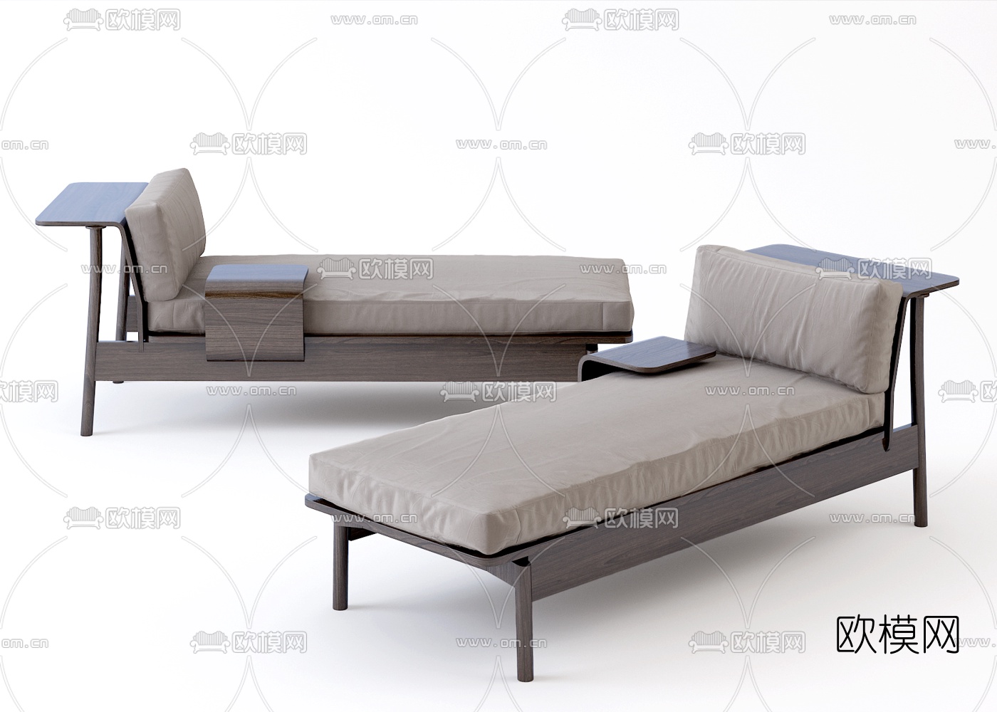 现代实木贵妃椅3d模型下载