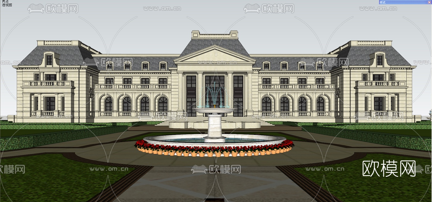 法式酒店su模型下载（渲染图2）