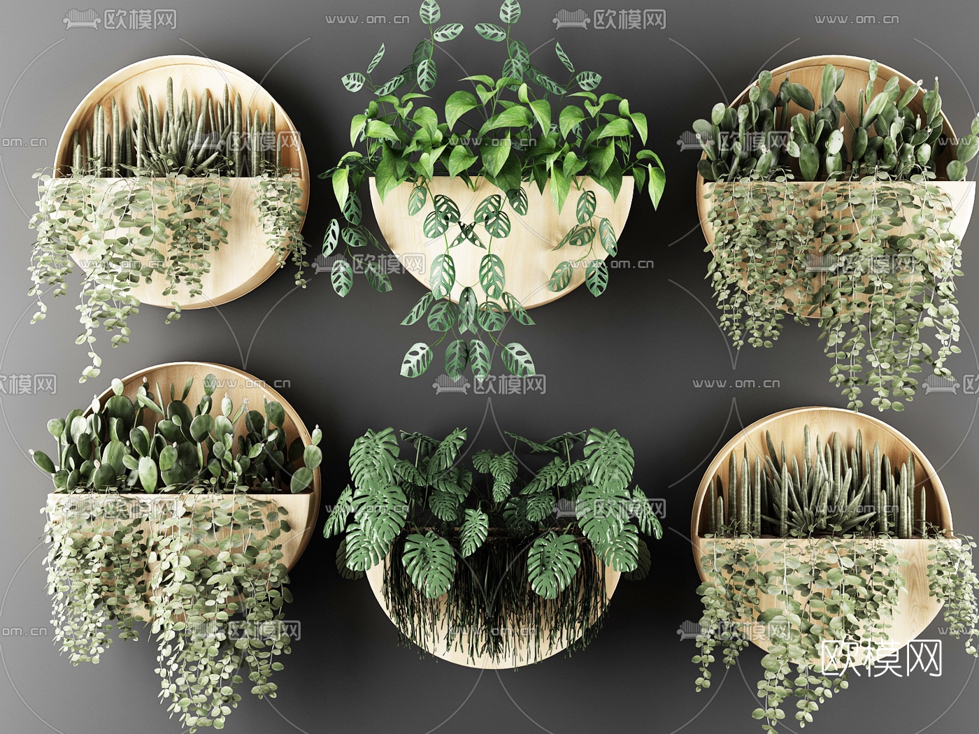 北欧绿植壁挂盆栽3d模型下载
