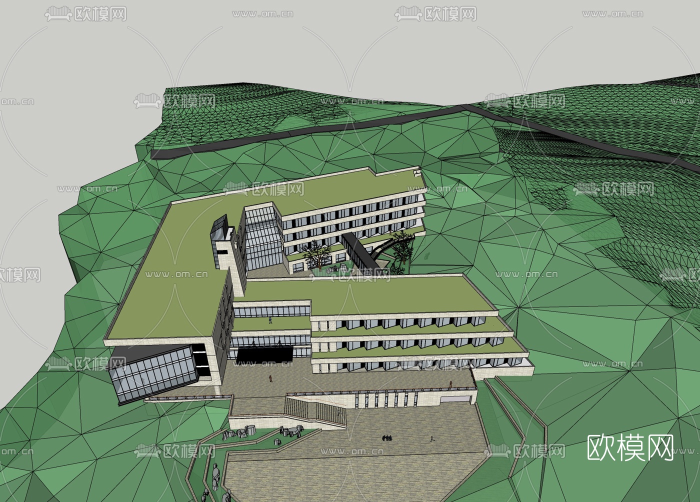 现代会所鸟瞰规划免费su模型下载