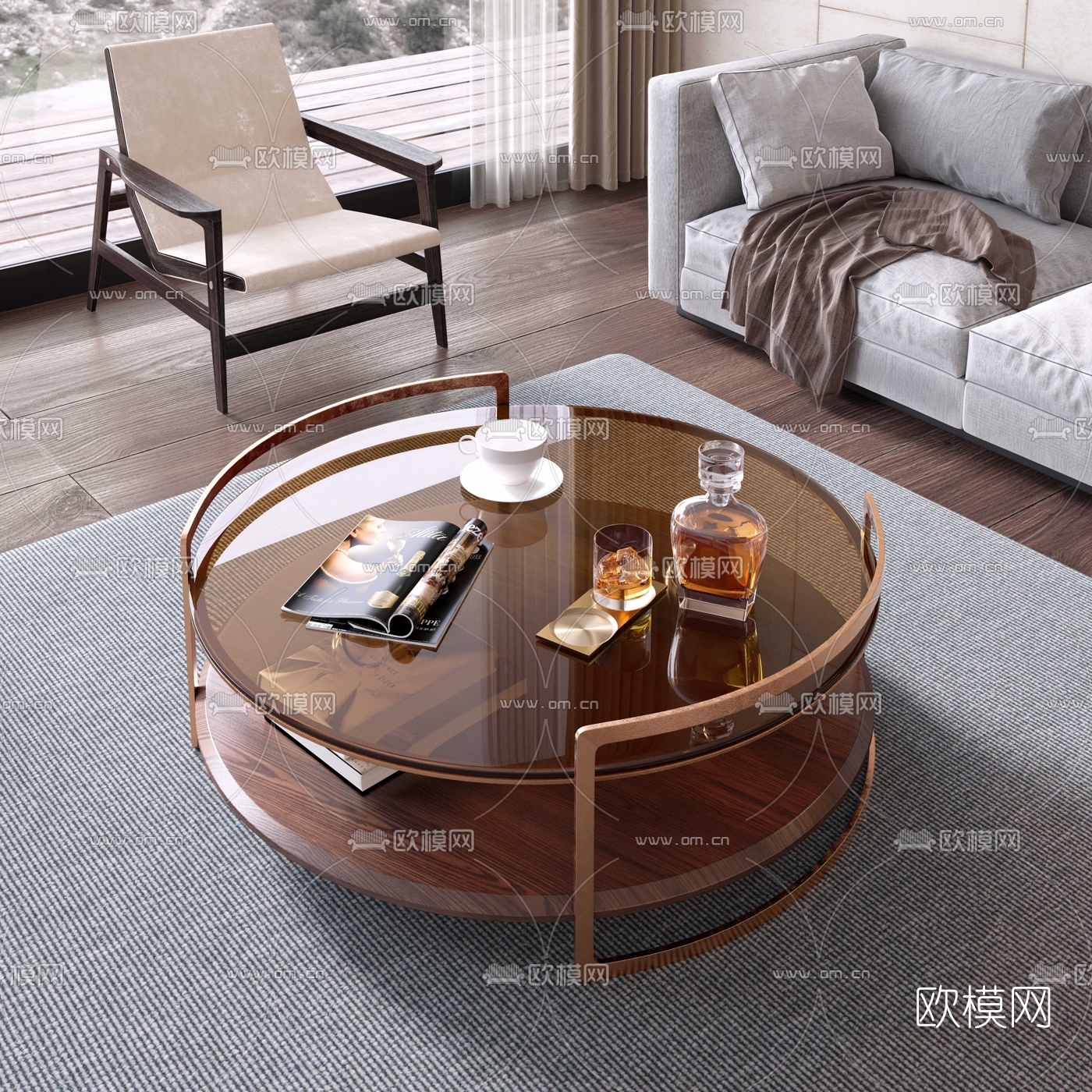 现代圆形茶几3d模型