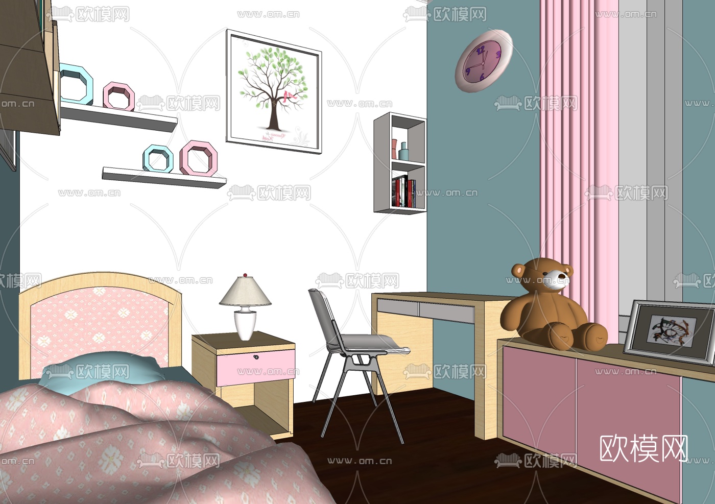 北欧儿童房免费su模型下载