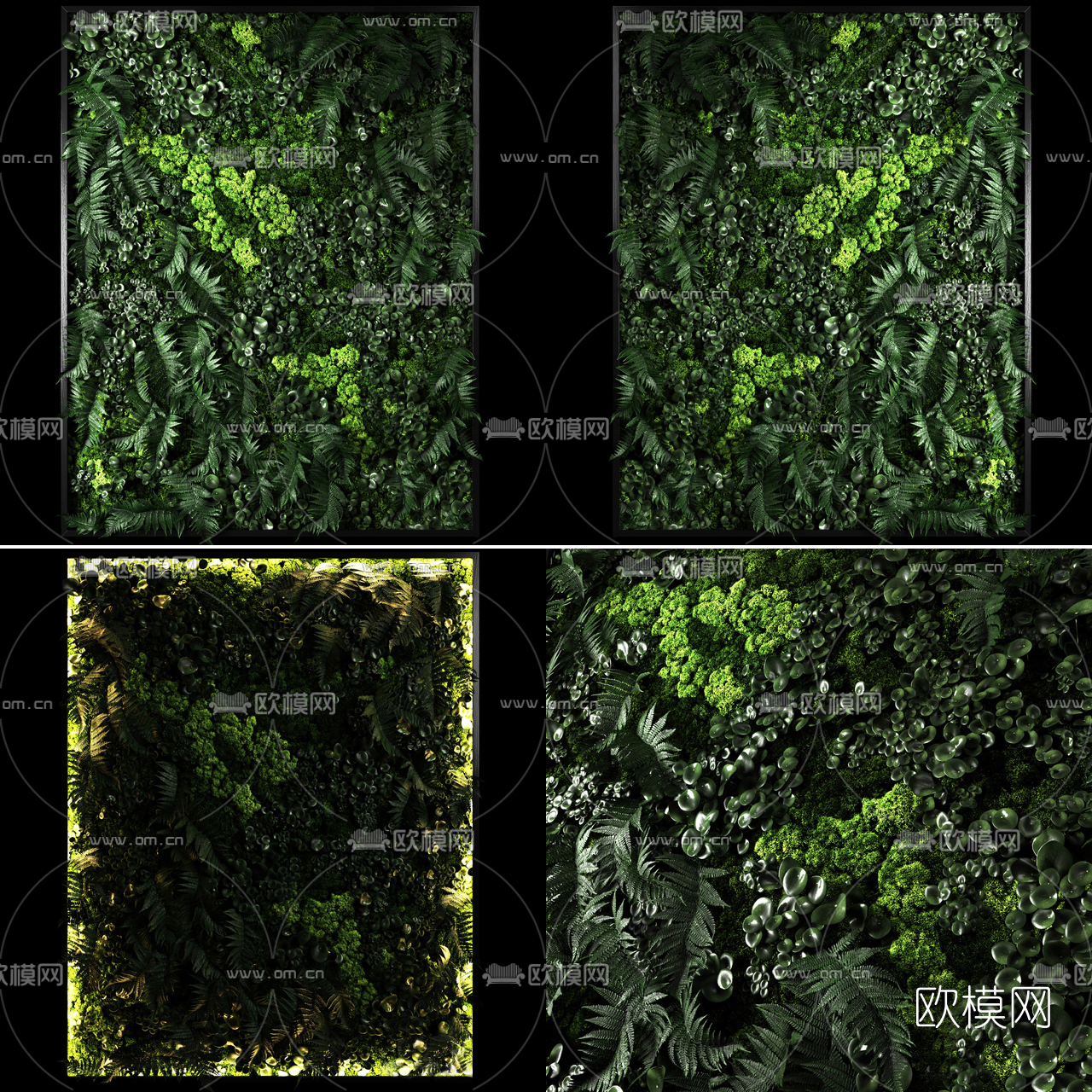现代绿植背景墙3d模型