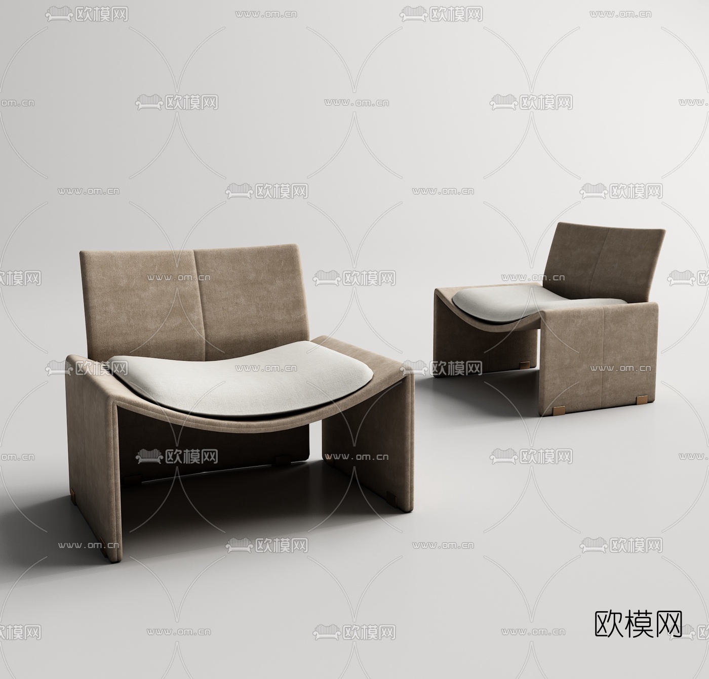 现代布艺休闲沙发3d模型