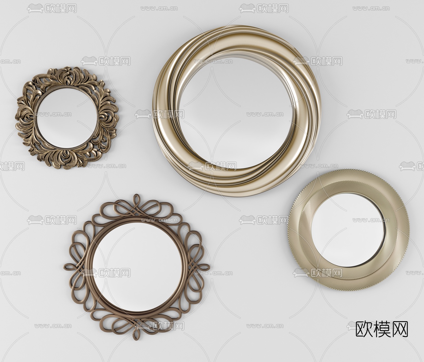 现代圆形镜子3d模型下载