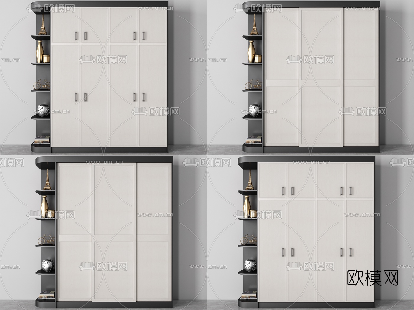 现代实木衣柜组合3d模型