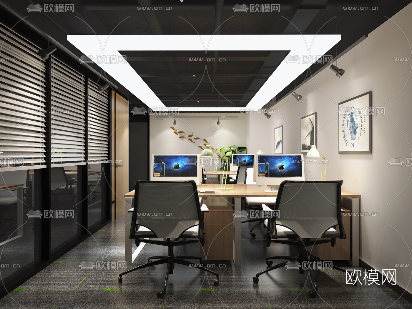 现代办公室免费3d模型-免费3dmax模型库-欧模网