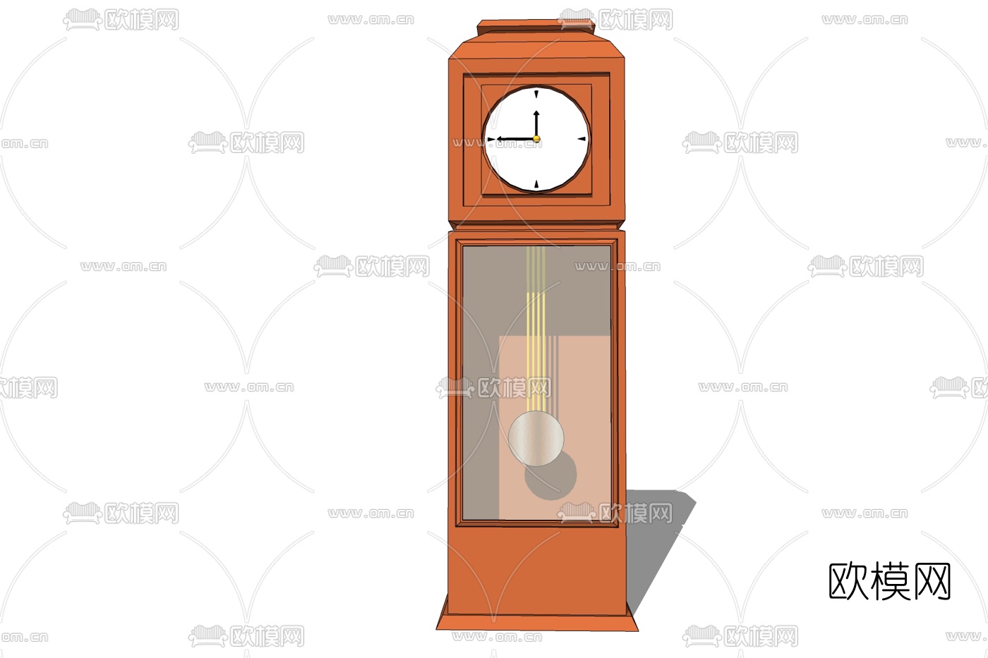 欧式实木落地钟表免费su模型下载