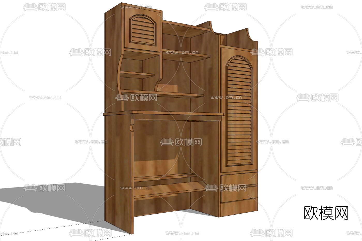 欧式实木衣柜免费su模型下载