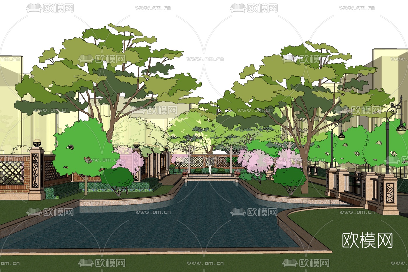 园林景观免费su模型,所属分类为建筑,建议使用sketchup2008软件打开