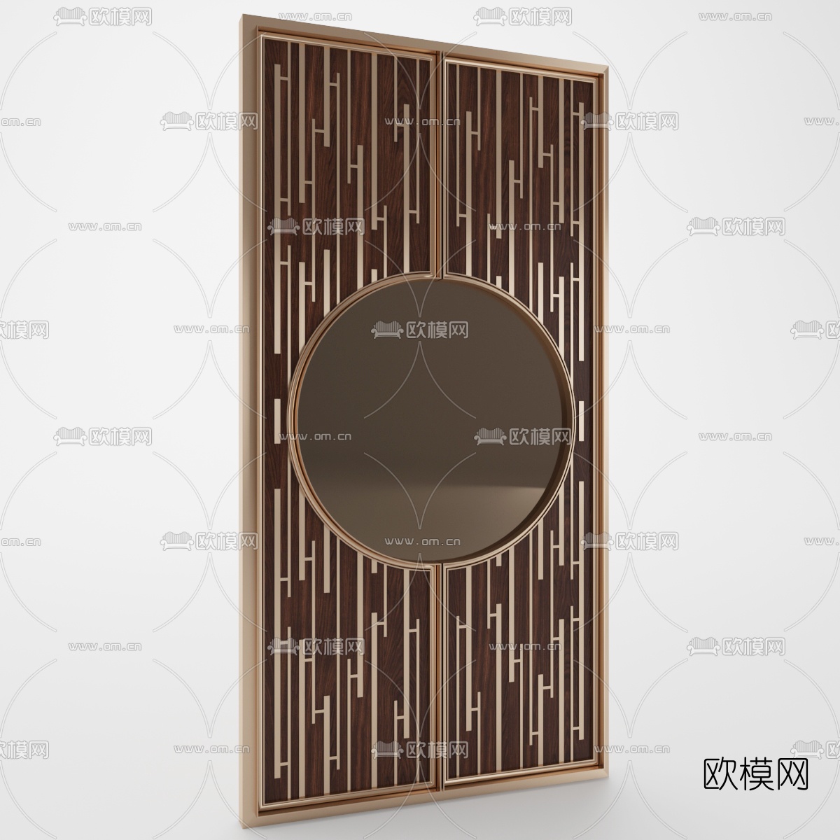 现代金属玄关造型墙免费3d模型下载（渲染图1）