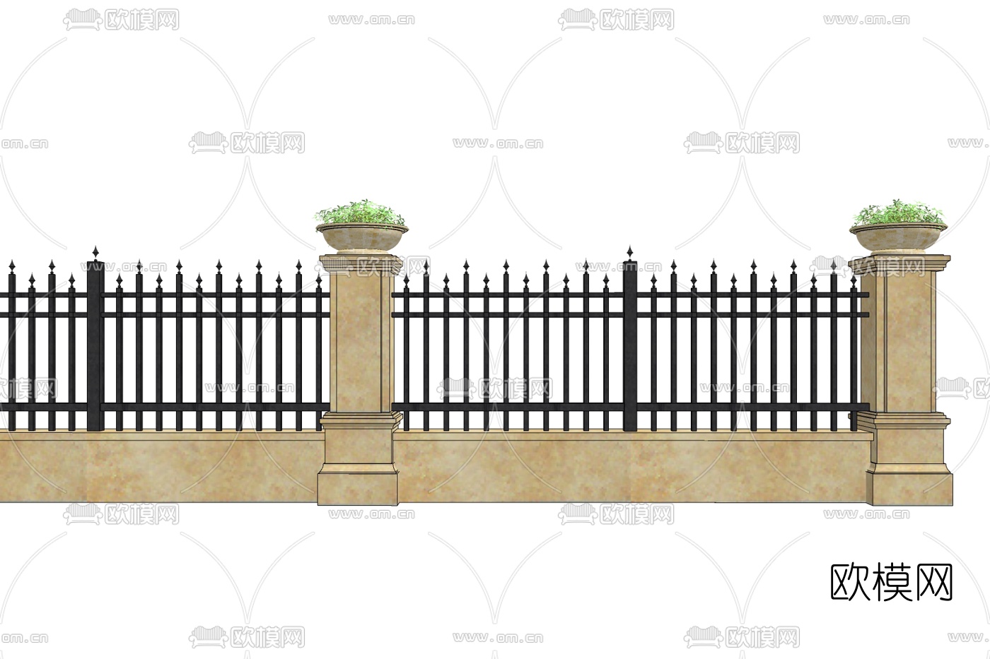 简欧围墙免费su模型下载