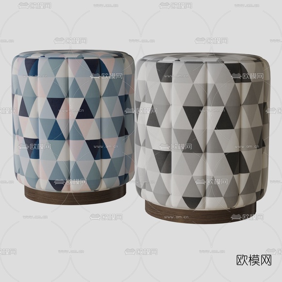 现代布艺沙发凳免费3d模型下载(渲染图1)