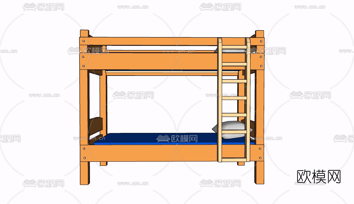 现代实木儿童床免费su模型下载