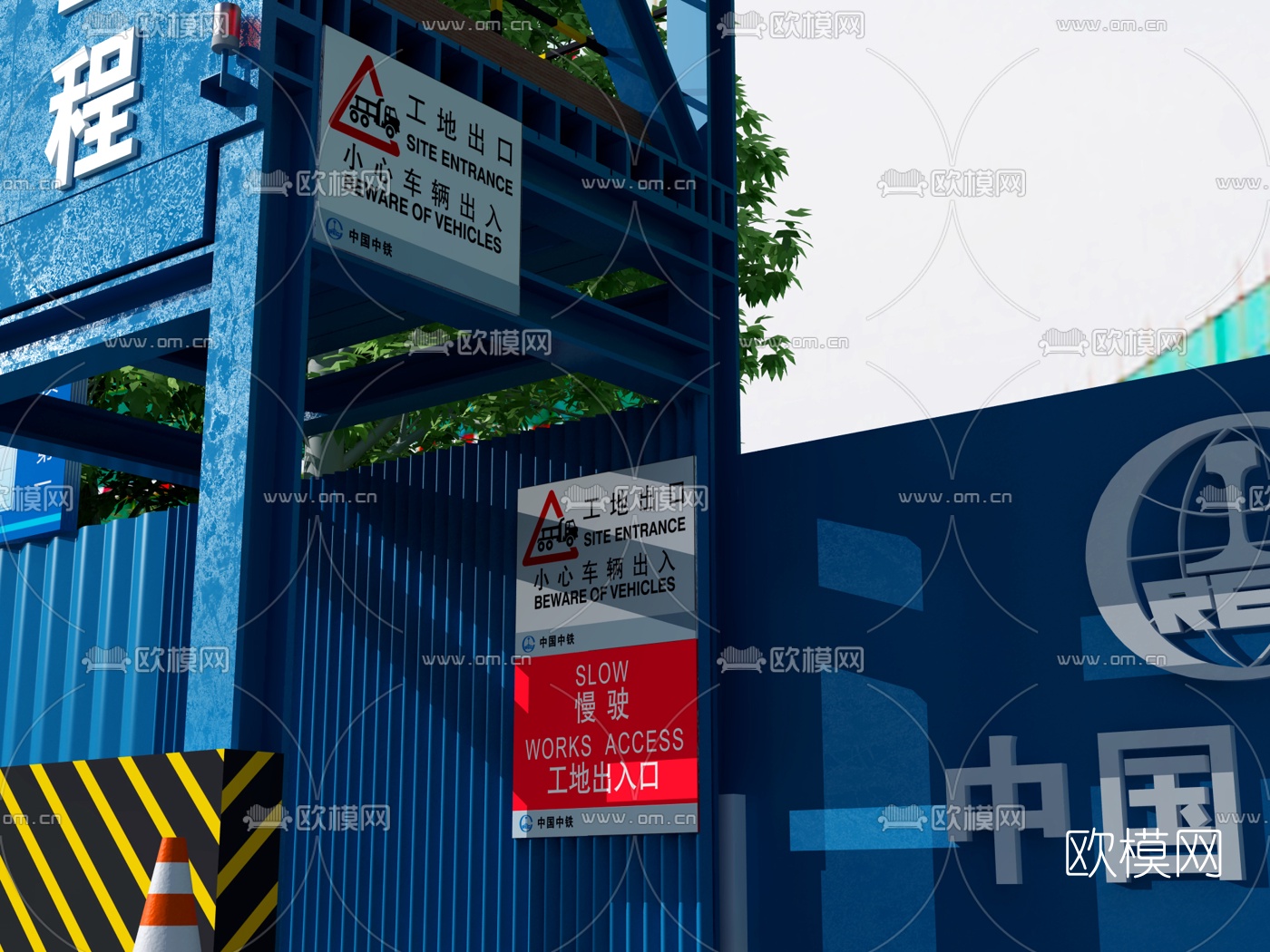 工业风建筑工地大门构件外观3d模型下载（渲染图7）