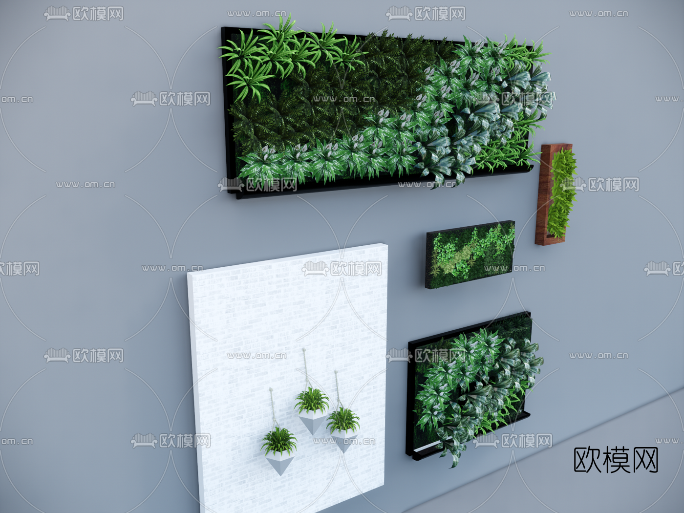 自然风植物背景墙su模型下载（渲染图2）