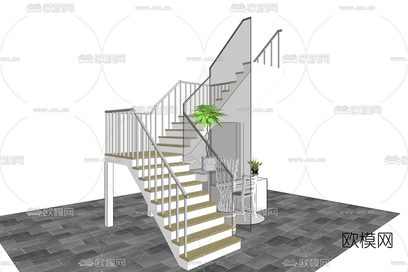 现代楼梯免费su模型下载