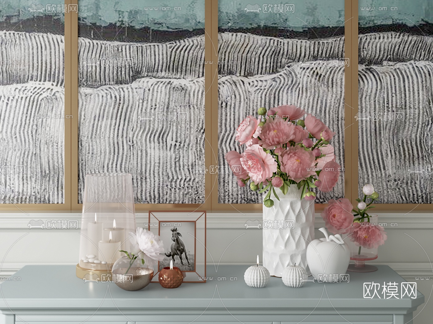 后现代端景柜储物柜3d模型下载（渲染图2）