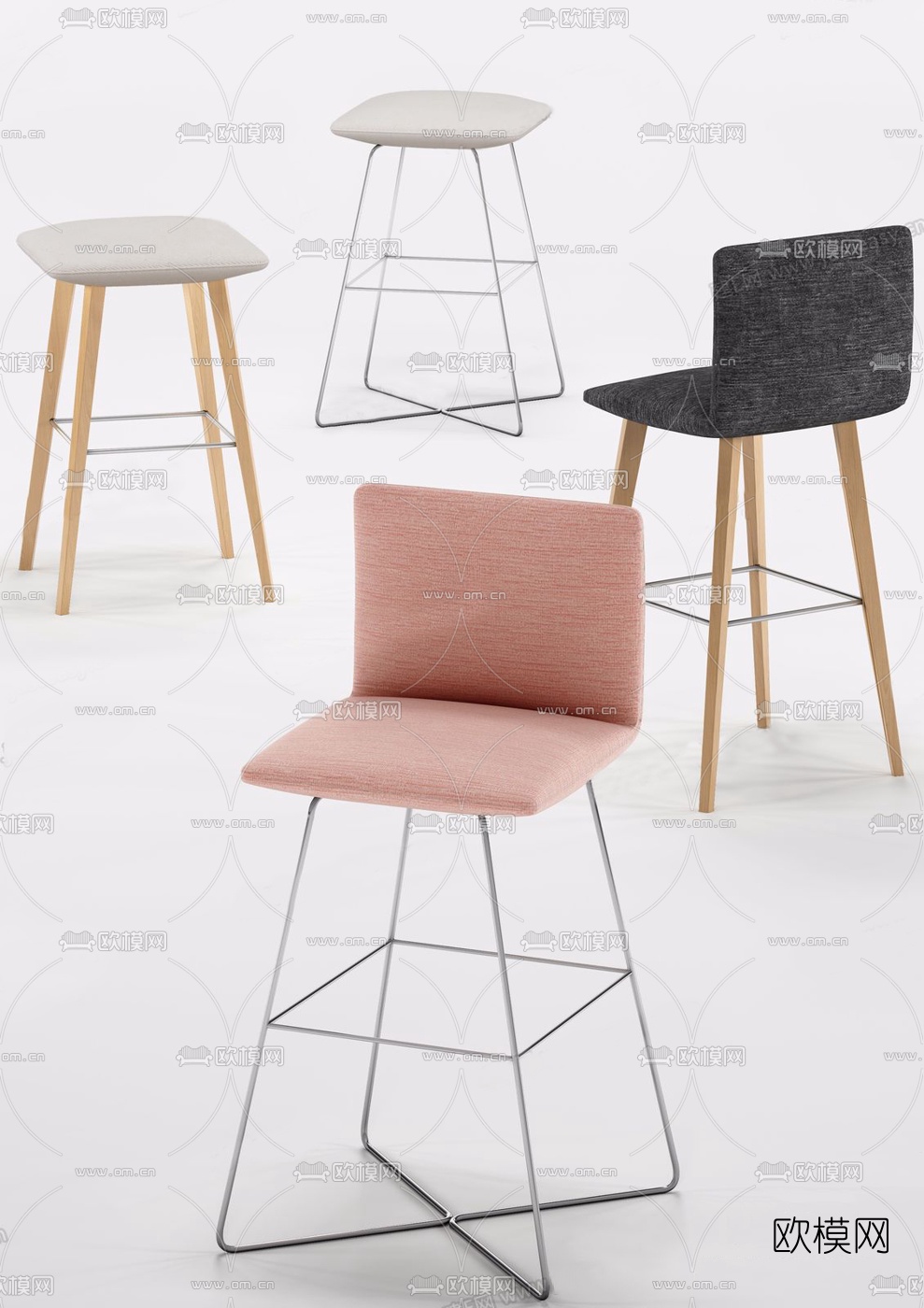 Cor 现代铁艺吧台椅3d模型下载