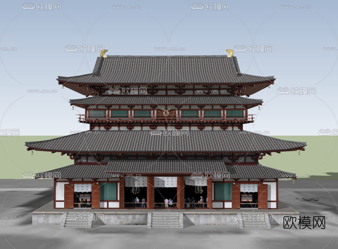 中式鼓楼免费su模型下载